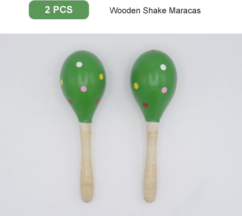 Cheerock Wooden Maracas Set, Latin Salsa Rumba Shakers, Hand Percussion Rattles for Rhythm and Music Making, Ideal for Bands, Ensembles, Classrooms and Parties, Pack of 2 - Image 2
